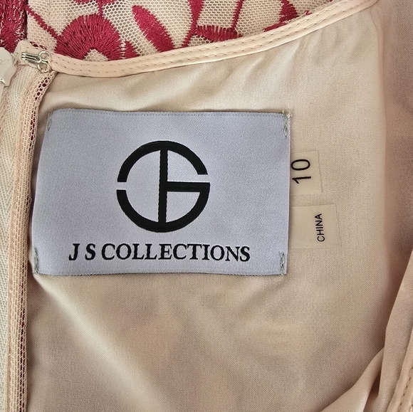 J S Collection Women's V-Neck Red Floral Dress Sz 10. - Picture 2 of 7